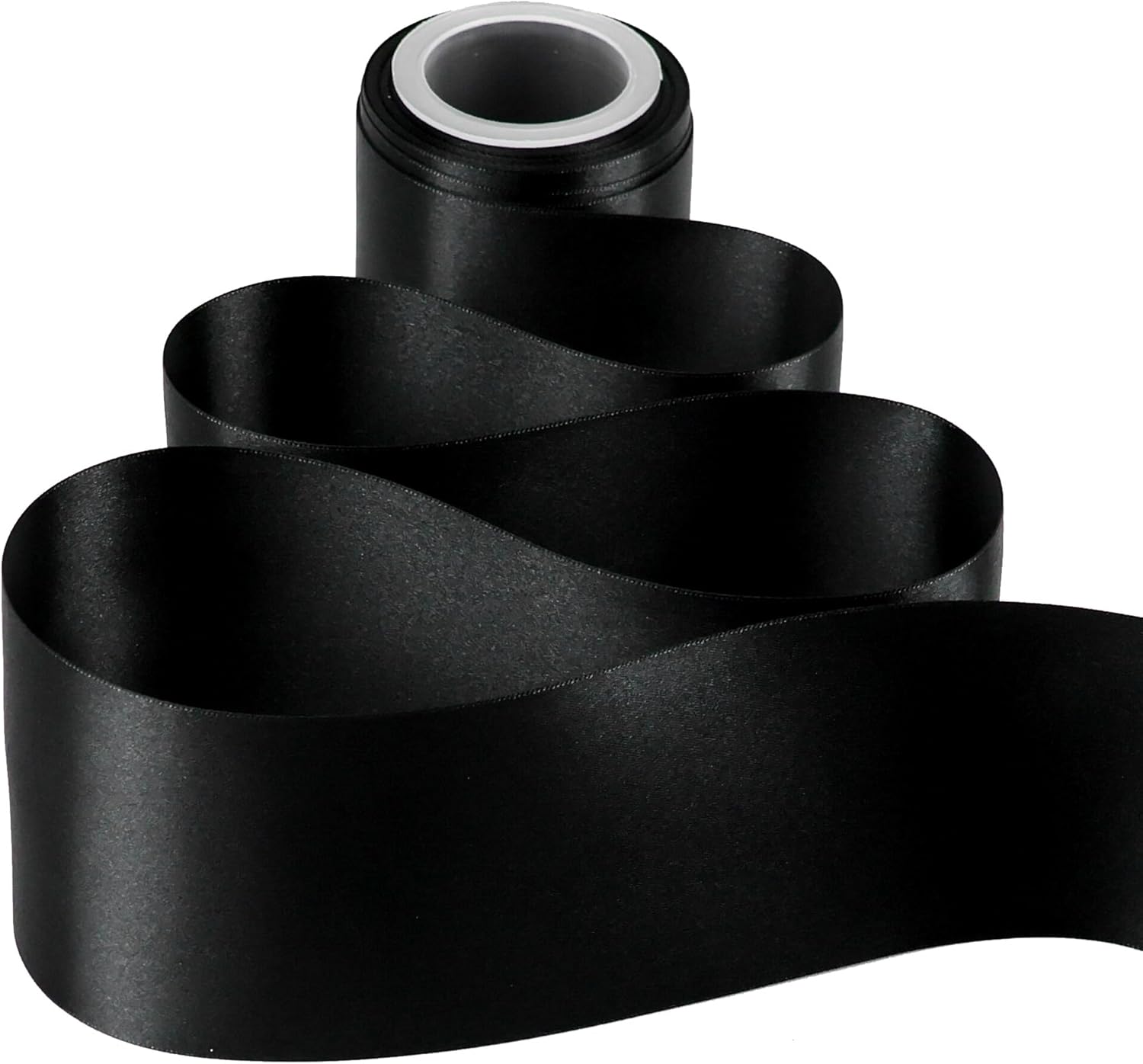 MEEDEE Black Satin Ribbon - Luxurious Double-Faced 3 Inch Wide | 10 Yards for Christmas & Halloween Decor