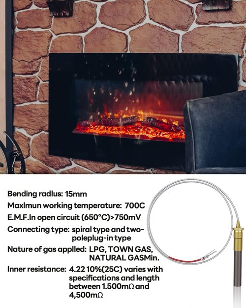 Aecsze 24" Thermopile 750mV Thermocouple Generator Q313A 071515 for Gas Water Heater/Fireplace/Gas Fryer/Oven, 750 Millivolt Aluminum Thermopile Replacement Part