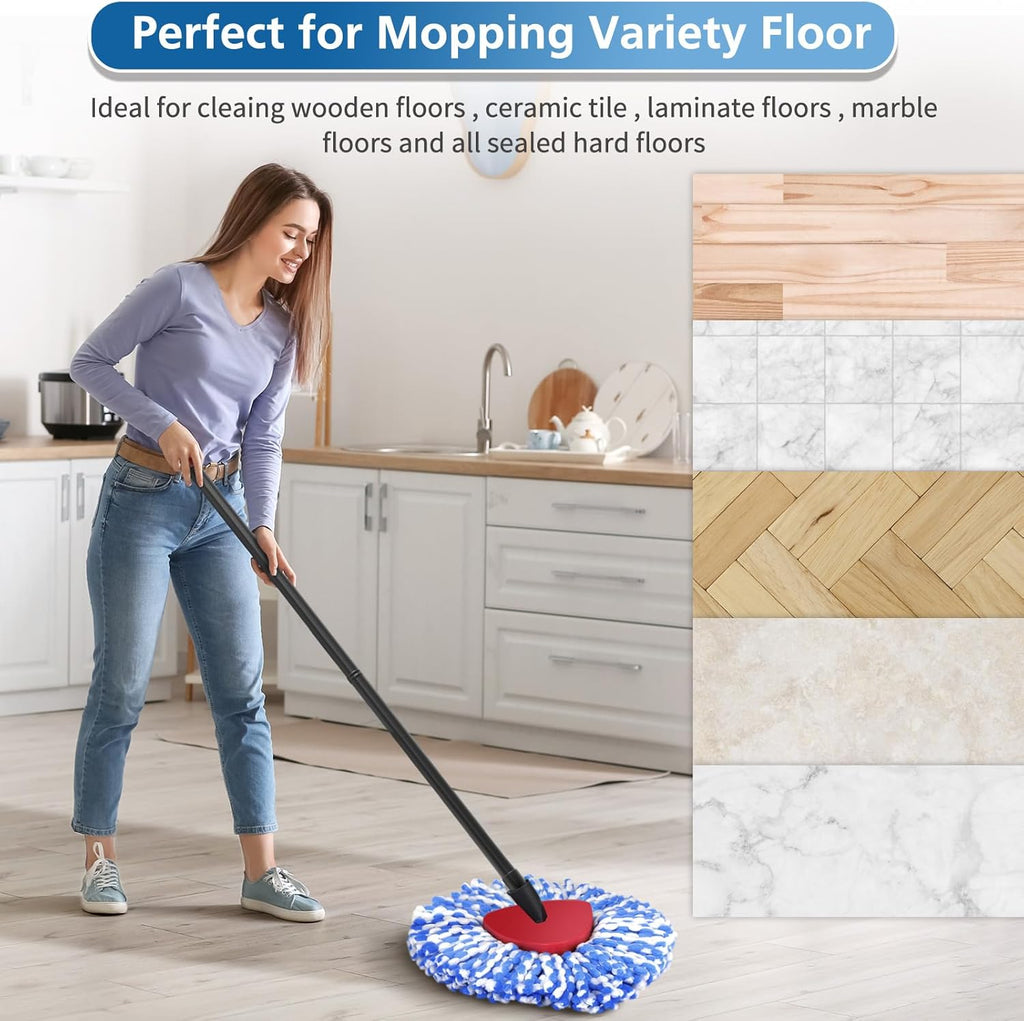 RinseClean 8-Pack Spin Mop Replacement Heads - Blue Microfiber Refills for O-Cedar 2-Tank System