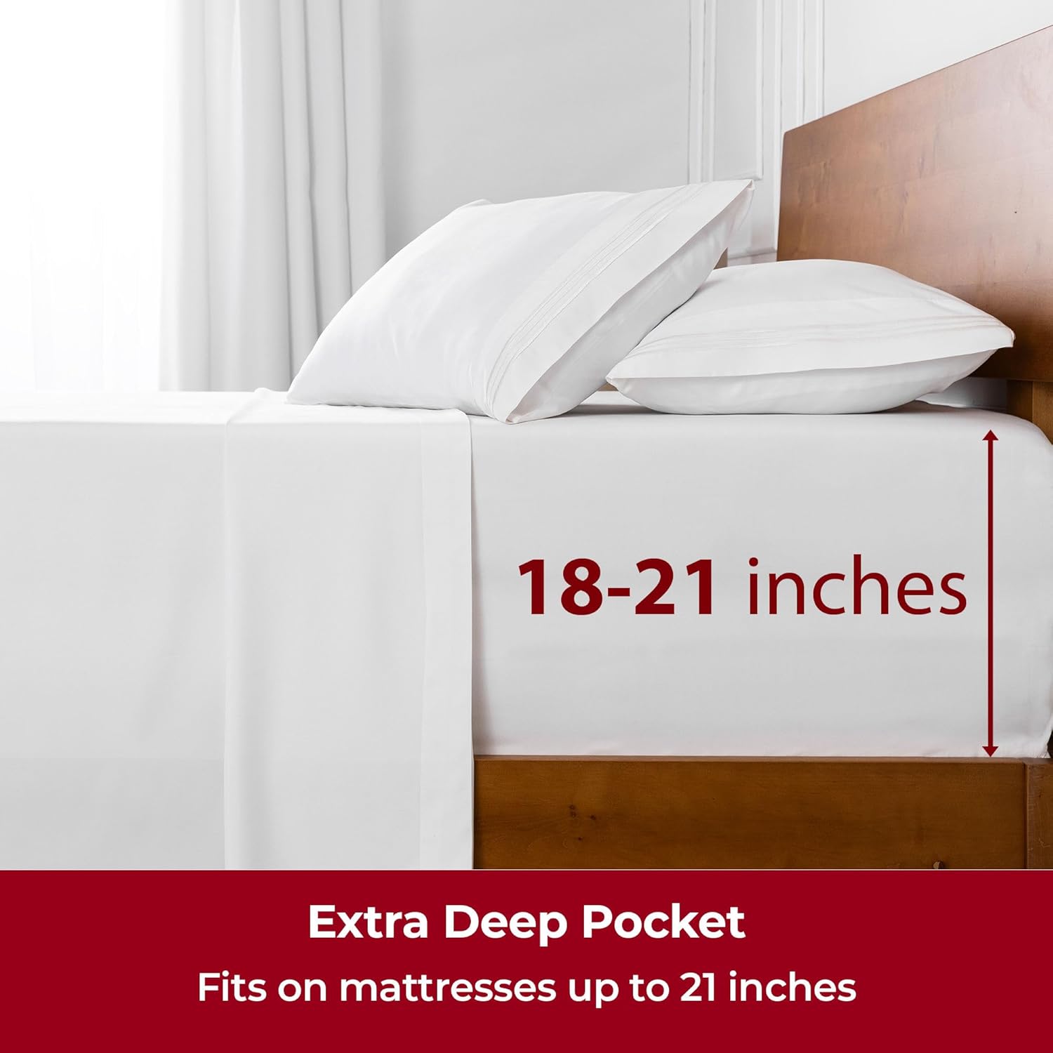 Mellanni King Sheets - 4 PC Ultra Soft Cooling Bedding Set - Hotel Luxury, Wrinkle & Fade Resistant | White
