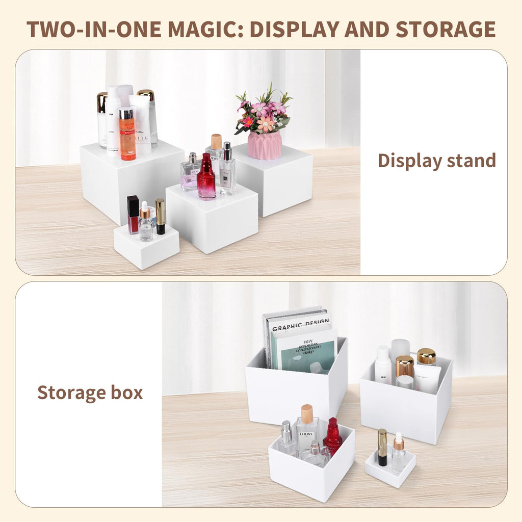 8PCS Buffet Risers，Large Food Risers for Buffet Table, Dessert Table Display Set,Food Stands for Display Party，Collectibles Jewelry Display Stand, Acrylic Cube Boxes big size(10"-9"-8"-7"-6"-5"-4"-3")