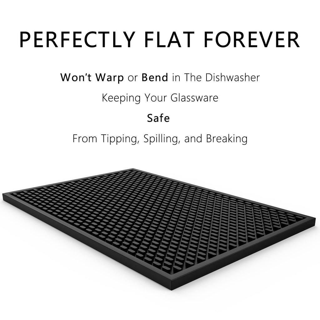 AXIESO 2 Pack Silicone Bar Mat - 1/2 Inch Thick Heat-Resistant and Food Safe Drip Mat - Spill Mats for Counter Top - Kitchen Service Mat, Coffee Bar, Restaurant - Drying Mat - 18 x 12 Inches
