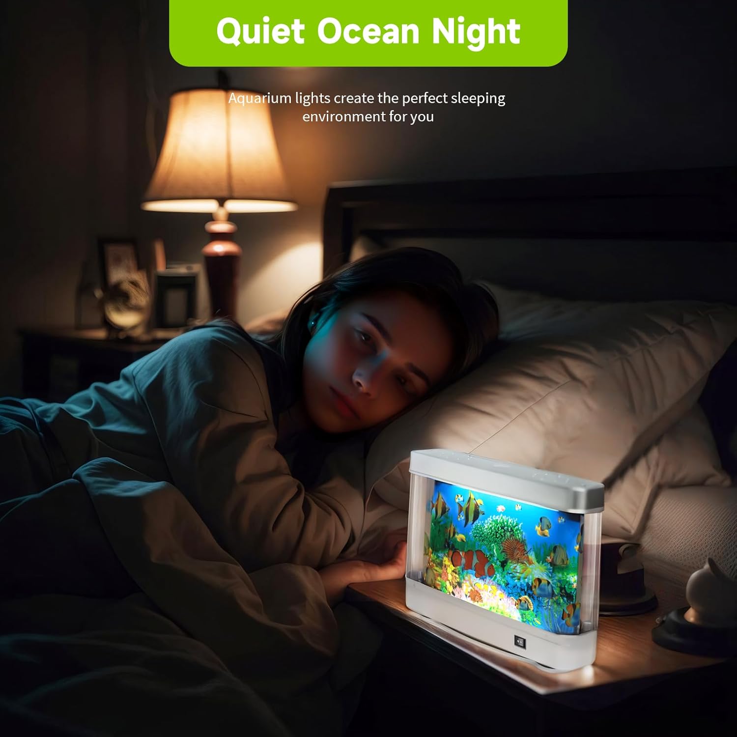 Skiennix Fake Fish Tank Baby Aquarium Toy - Mini Crib Lamp with Moving Fish Night Light | Ideal Gift for Kids & Cat Lovers