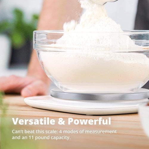 Greater Goods Digital Kitchen Scale - LCD Display, Weighs Grams & Ounces, Up to 11 Pounds, White