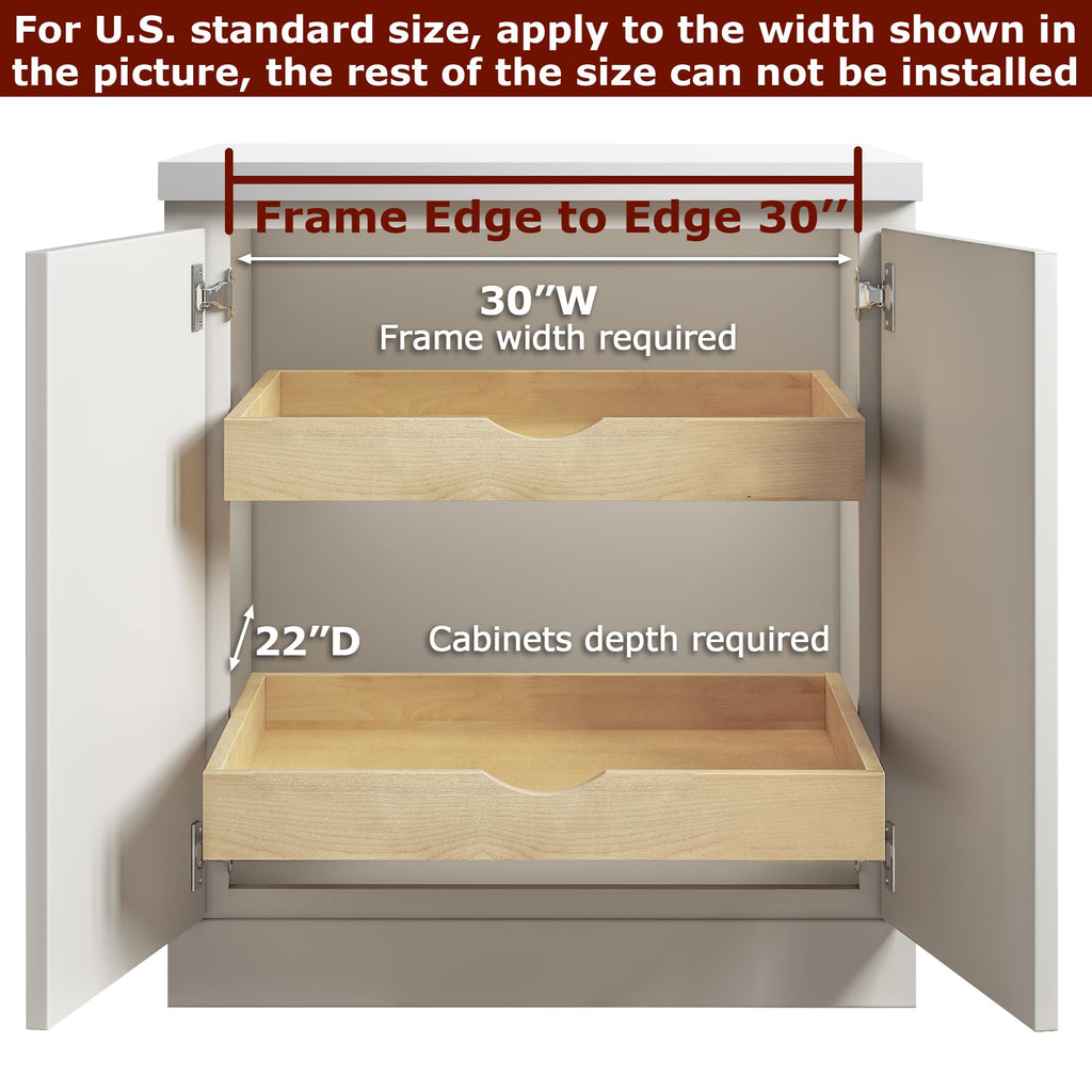 ALINE FURNITURE Pull Out Drawers for Cabinets Wood, 29" W X 21" D Slide Out Drawers for Kitchen Cabinets, Pull Out Shelves, Roll Out Drawer for Pantry Cabinet Organizer