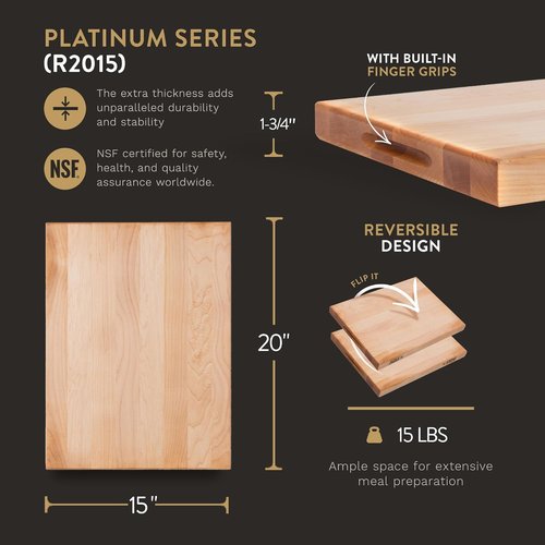 John Boos - Reversible Maple Wood Cutting Board | 20" x 15" x 1.75" - Commercial Quality