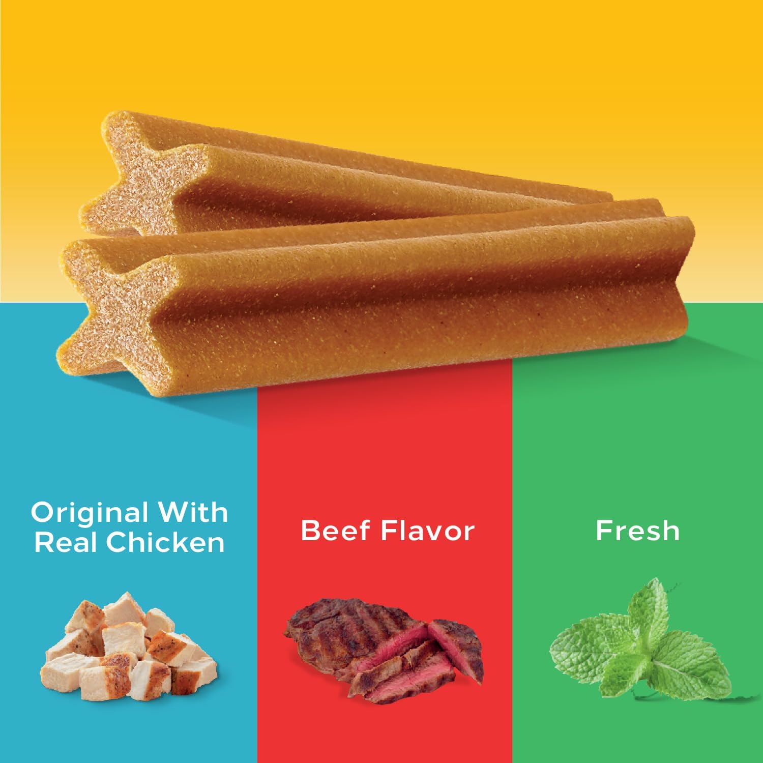 Pedigree Dentastix Large Dog Treats - Original Beef & Fresh Flavor | 2.73 lb Variety Pack (51 Treats)