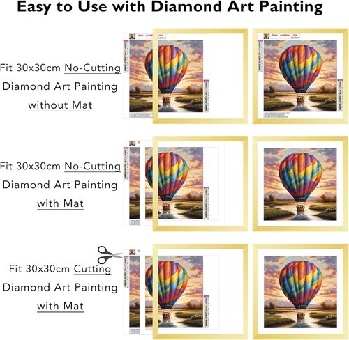 JCJMY Gold Picture Frame - 12x12 with 10x10 Mat for Diamond Art & Photos | Wall Hanging Design