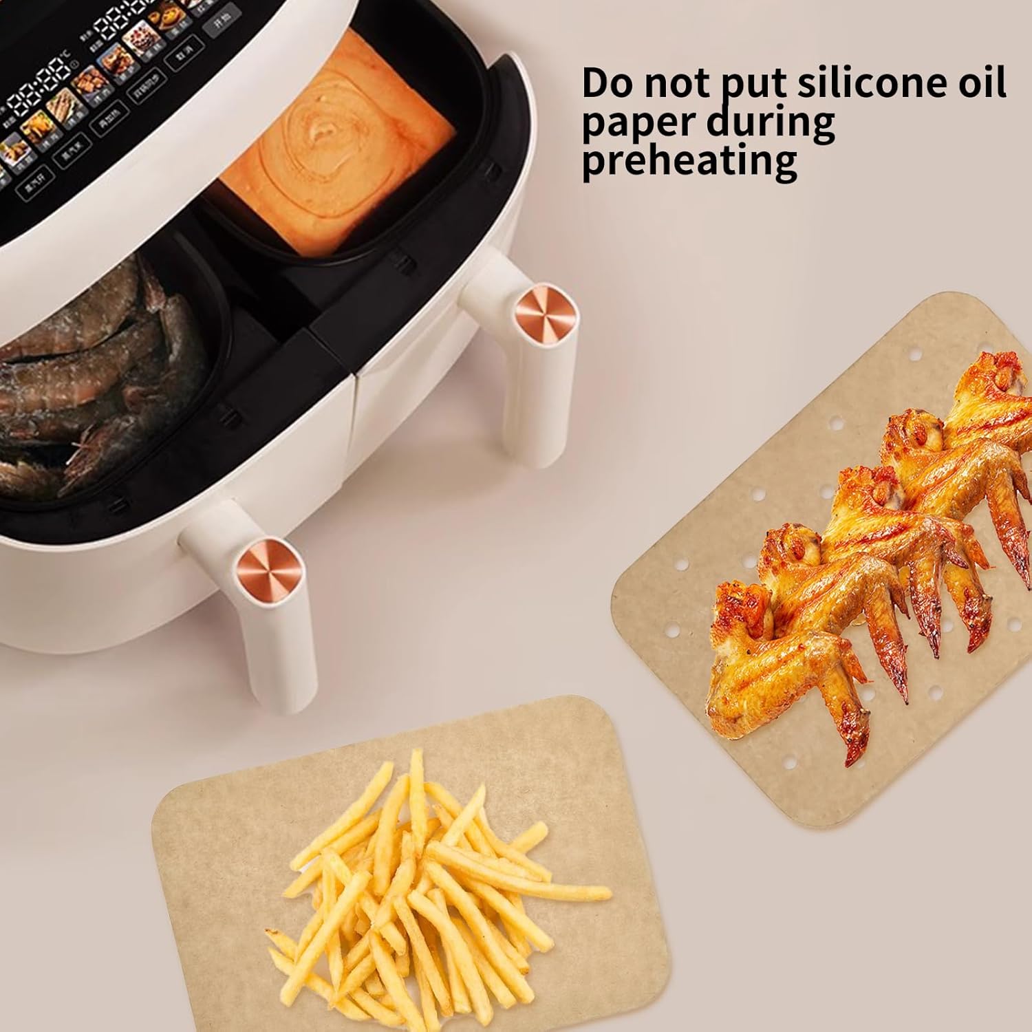 Skiennix Air Fryer Liners - 200 Sheets Non-Stick Parchment Paper for Ninja Dual Foodi & Toaster Ovens