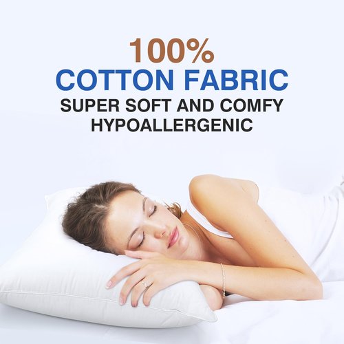 zibroges Feather Pillows Queen Size Set of 2 - Goose Down Hotel Bed Pillow for Sleeping, Soft 600 Thread Count Cotton Cover, Fluffy Support Surround Fill Polyester for Side, Back and Stomach Sleepers