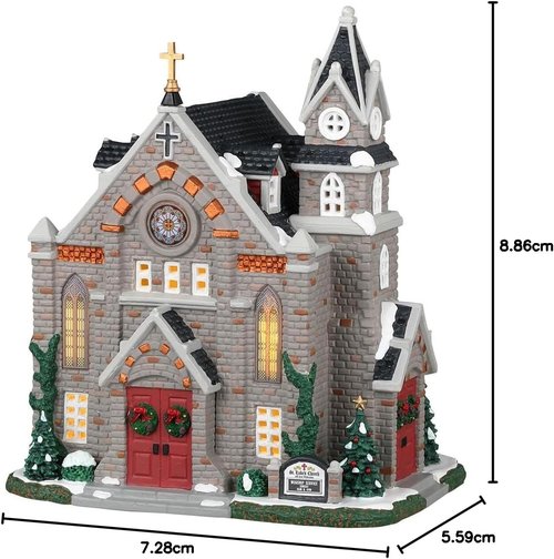 Lemax St. Luke's Church Figurine - Charming Holiday Decor for Festive Celebrations