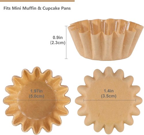 Caperci Mini Cupcake Liners - Grease-Resistant Heavy Duty Paper Muffin Cups, 200 Count, Odorless