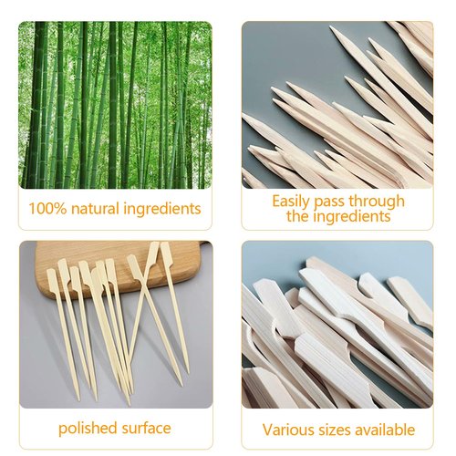 100-Pack Bamboo Paddle Picks – Wooden Skewers for Cocktails, Appetizers, Fruit, Sandwiches, and BBQ Snacks – Available in 3.5" / 4.7" / 7" / 10" (7 inch)