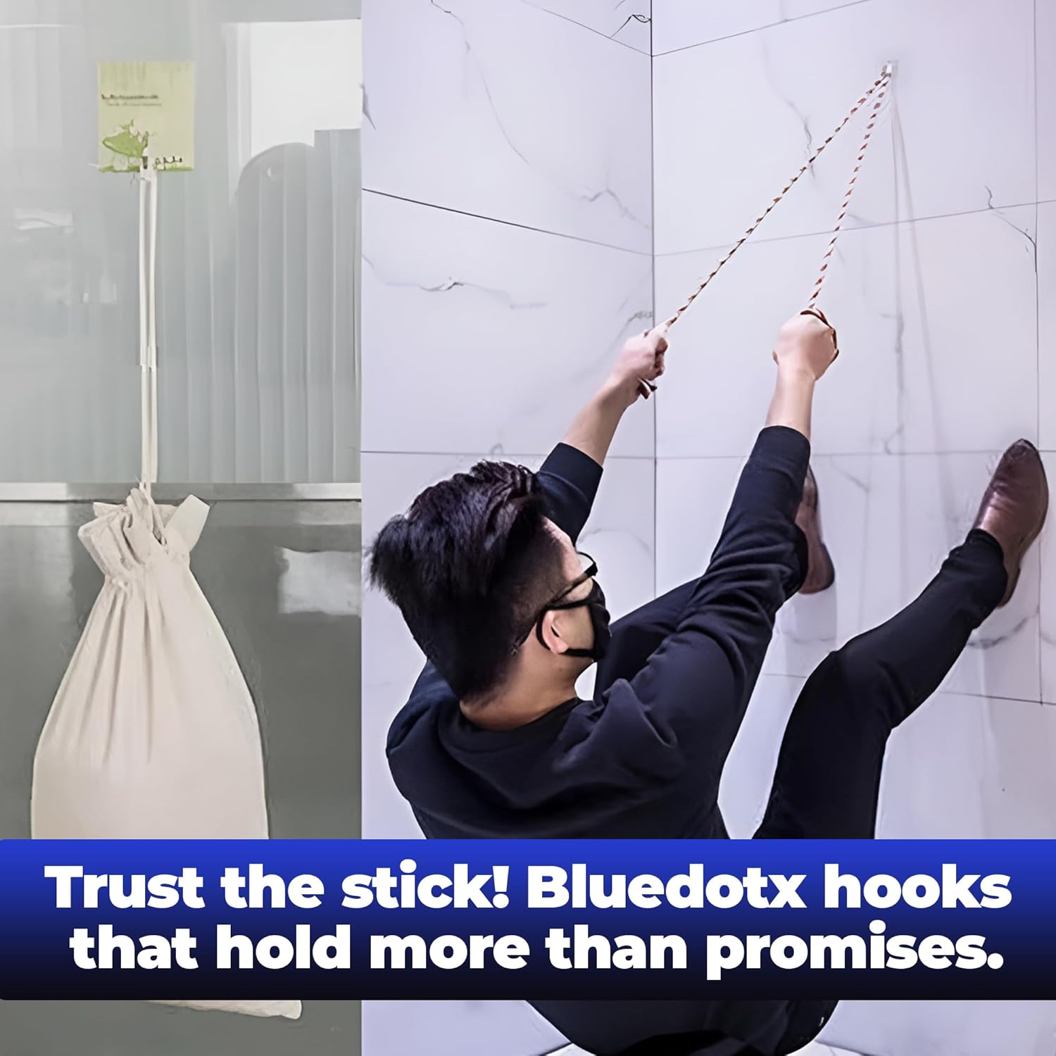 Adhesive Hooks - Heavy-Duty Self-Adhesive Transparent Wall Hooks for Bathroom & Kitchen | 50 Pack
