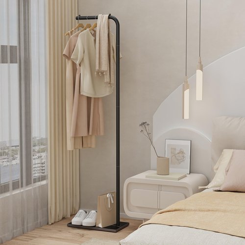 YheenLf Metal Coat Rack Freestanding, Stable Clothing Rack with Rock Base, Coat Tree Suitable for Bedroom, Hallway, Office, 70.8 Inches High, Black