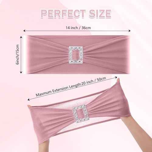 Joccun Spandex Chair Sashes - 30 PCS Stretch Covers with Buckle Slider for Weddings & Events | Dusty Pink