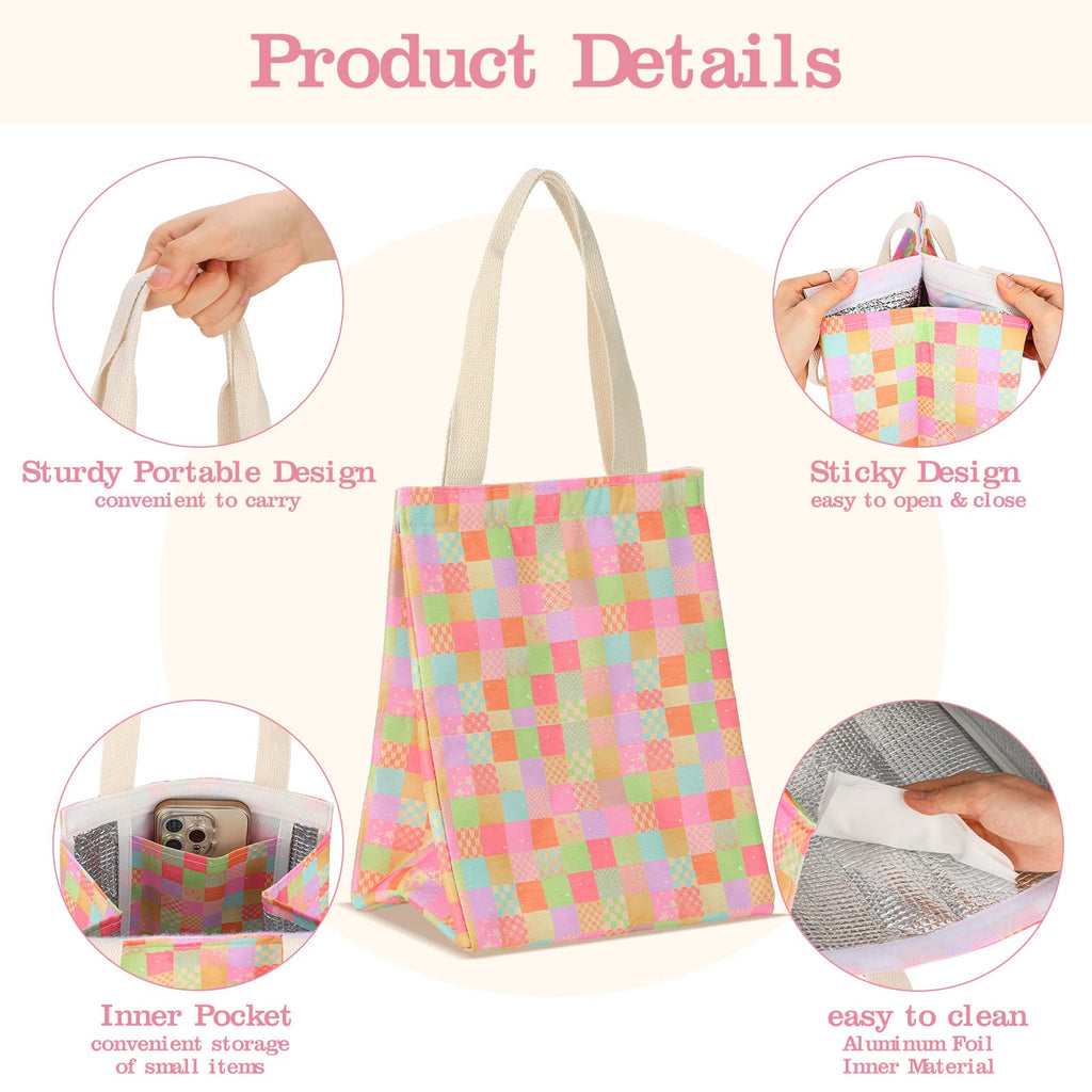 Berlune Insulated Lunch Bags Bulk, 8.3 x 6.7 x 10.24 Inch Reusable Leakproof Thermal Cooler Bag with Aluminum Foil Lining, Portable Lunch Box Tote for Office Work School Beach for Women Men(20 Pcs)