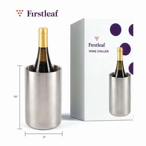 Firstleaf Stainless Steel Wine Chiller a Double-Insulated Iceless Bottle Cooler for Wine & Champagne, Keeps Bottles Cold up to 6 Hours, Portable, Fits Most Bottle Sizes, Wine Accessory Gift