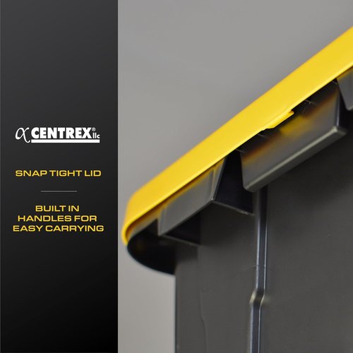 CX Black & Yellow 12-Gallon Heavy Duty Storage Bins - Stackable, Weather-Resistant Design | 6 Pack (12.51H x 16.3W x 21.8D)