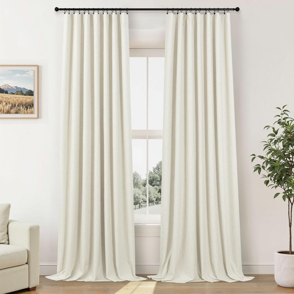 Skiennix 100% Blackout Curtains - 84 Inch Length, Thermal Insulated, Natural Cream | 2 Panels Set for Bedroom & Living Room