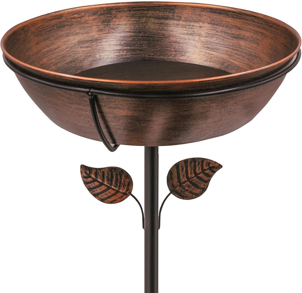 Skiennix 3" Deep Metal Bird Bath - Removable 13" Diameter Bowl with Stable Stake | Easy to Clean Garden Decor