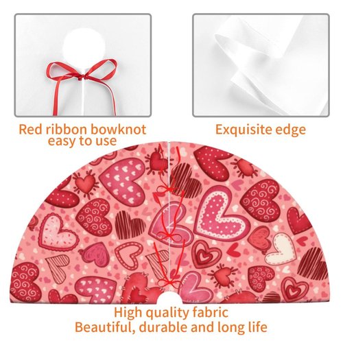 Valentines Day Heart Tree Skirt Xmas Tree Mat Christmas Tree Ornaments Decorations Holiday Party Indoor Outdoor 30"