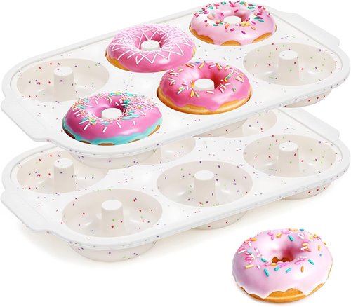 KASHME Silicone Donut Pan - Nonstick 6 Cavity Molds with Metal Reinforced Frame | 3.25 Inch Cream Color