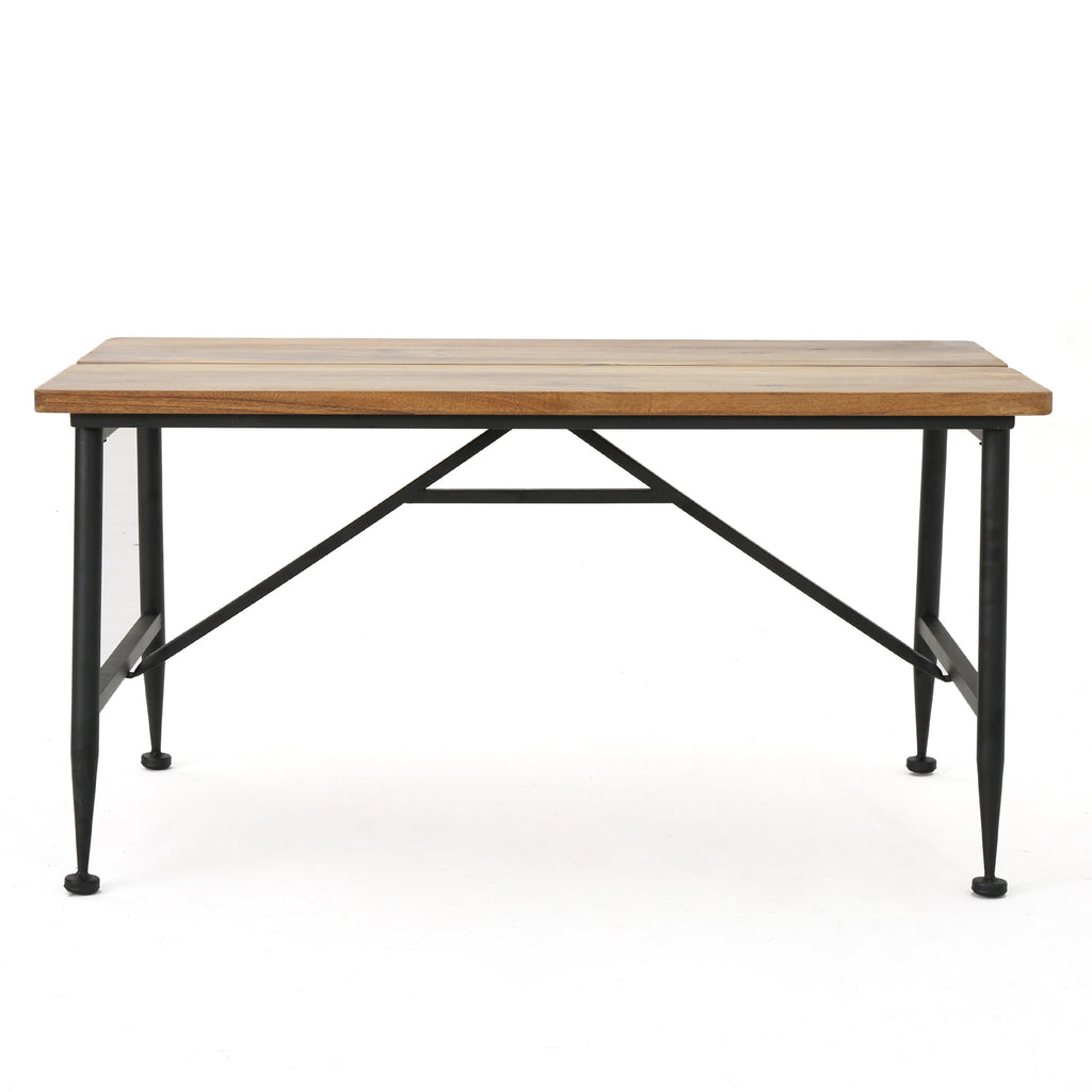 Christopher Knight Home Eleanora Industrial Acacia Wood Coffee Table with Iron Accents, Black / Antique Finish