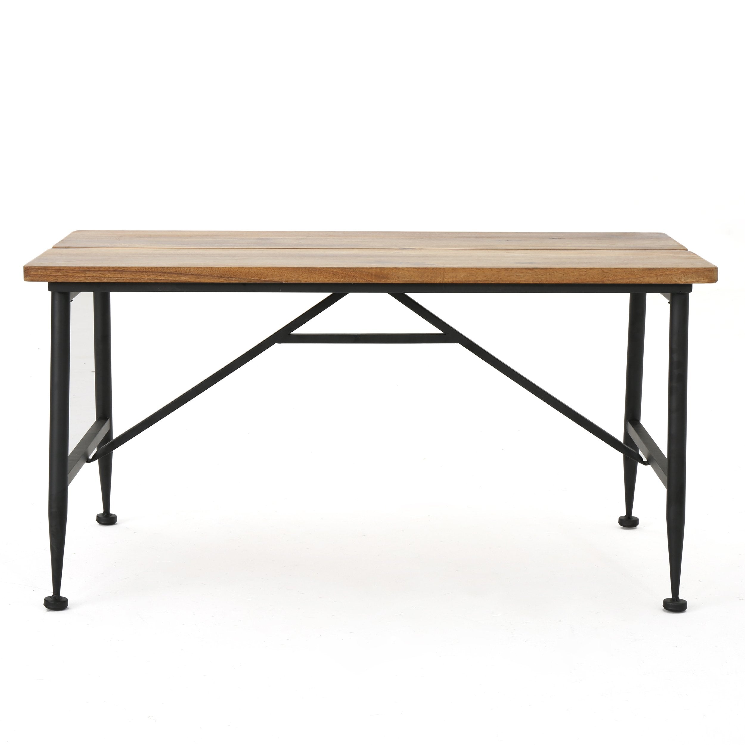 Christopher Knight Home Eleanora Industrial Acacia Wood Coffee Table with Iron Accents, Black / Antique Finish