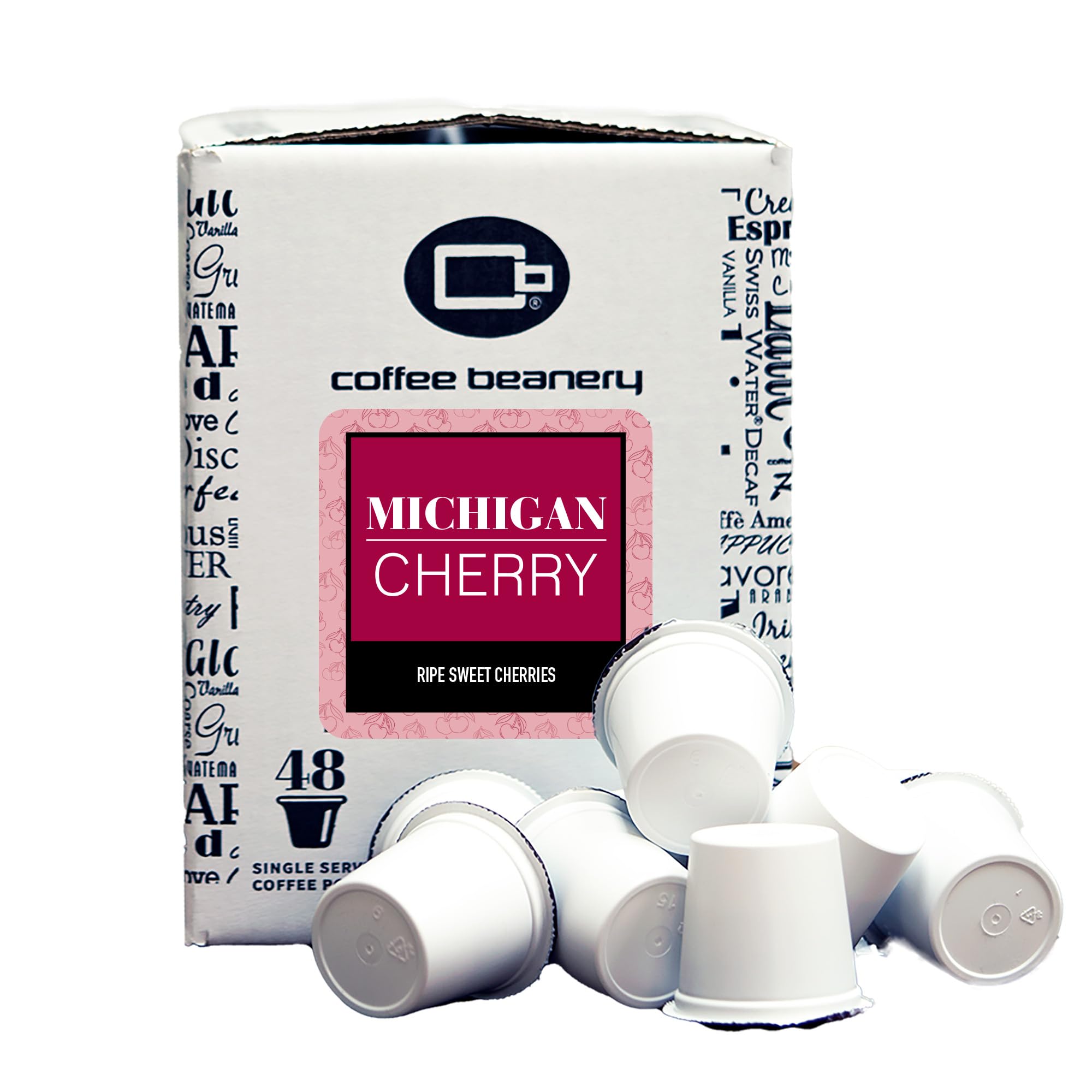 Michigan Cherry Coffee Pods by Coffee Beanery | 48ct Bulk Medium Roast Arbica Coffee