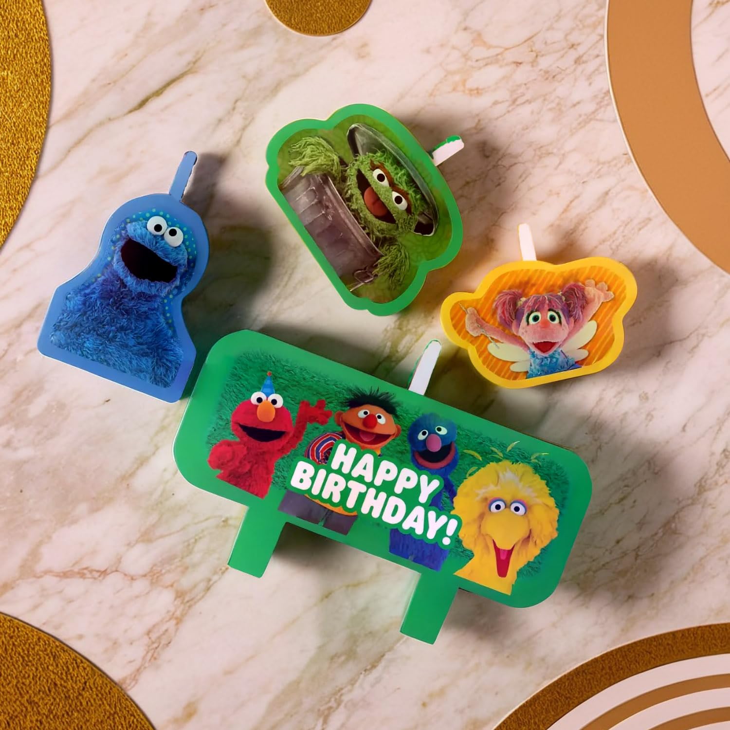 Multicolor Everyday Sesame Street Birthday Candle Set - 1.3"-2.3", 4-Piece Set - Perfect Cake Toppers for Fun & Vibrant Celebrations