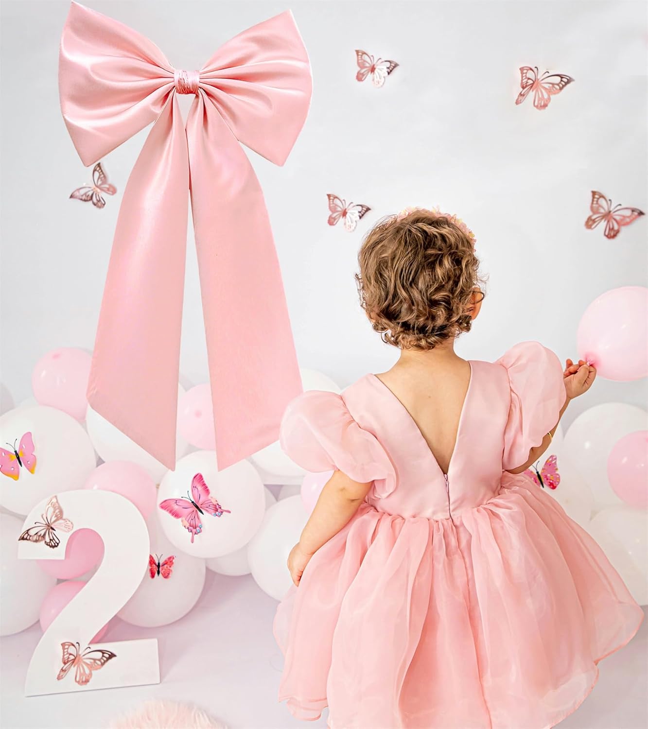 Skiennix Large Pink Bow - Decorative Ribbon for Baby Showers & Weddings | Perfect Wall Hanging Décor