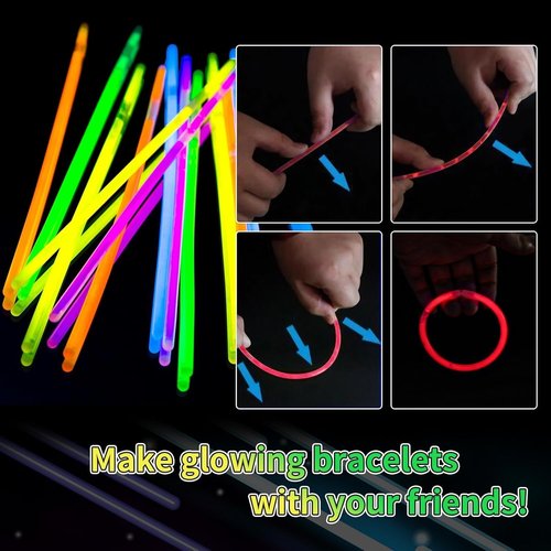 Glow Sticks | 200 Pack 8'' Neon Yellow Light-Up Party Favors with Connectors for Events