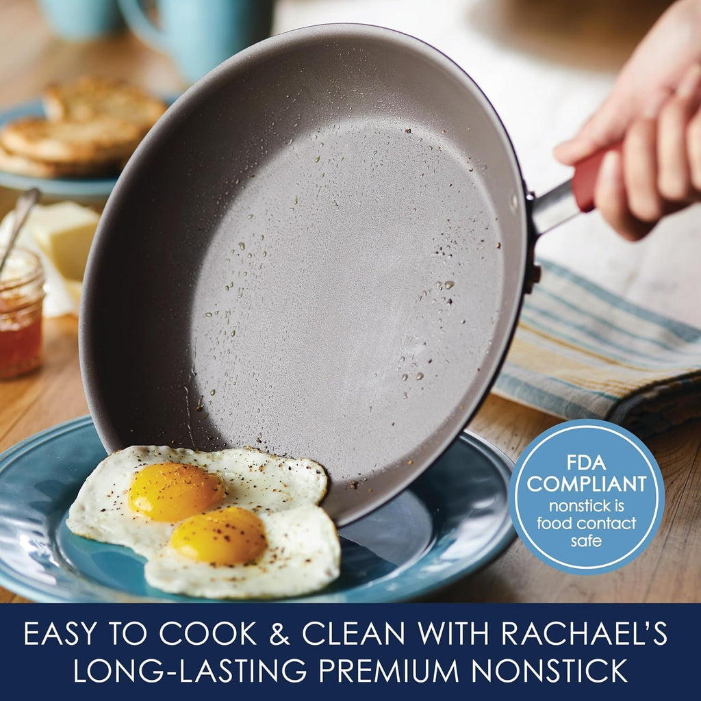 Rachael Ray Cucina Nonstick Cookware Set - 12 Piece in Cranberry Red for Effortless Cooking