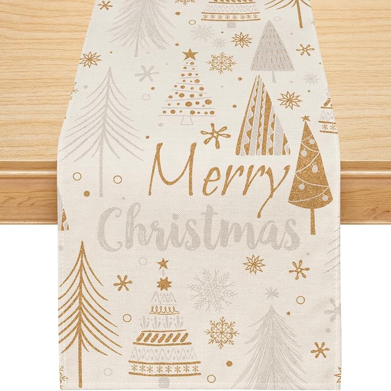 Siilues 13x36 Inch Christmas Table Runner – Premium Polyester Burlap Eco Decor