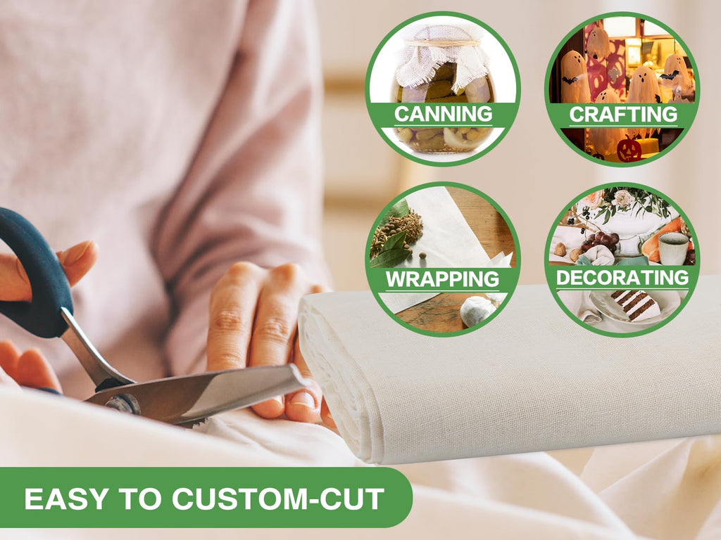 Organic Cheese Cloths, GOTS Certified, Grade 100, 36 Sq Feet, Reusable Cheese Cloth with Closed Edges Fabric Fine Mesh Cloth, Unbleached Cotton Muslin Cheesecloth for Straining,Bread,Crafts - 4 Yards