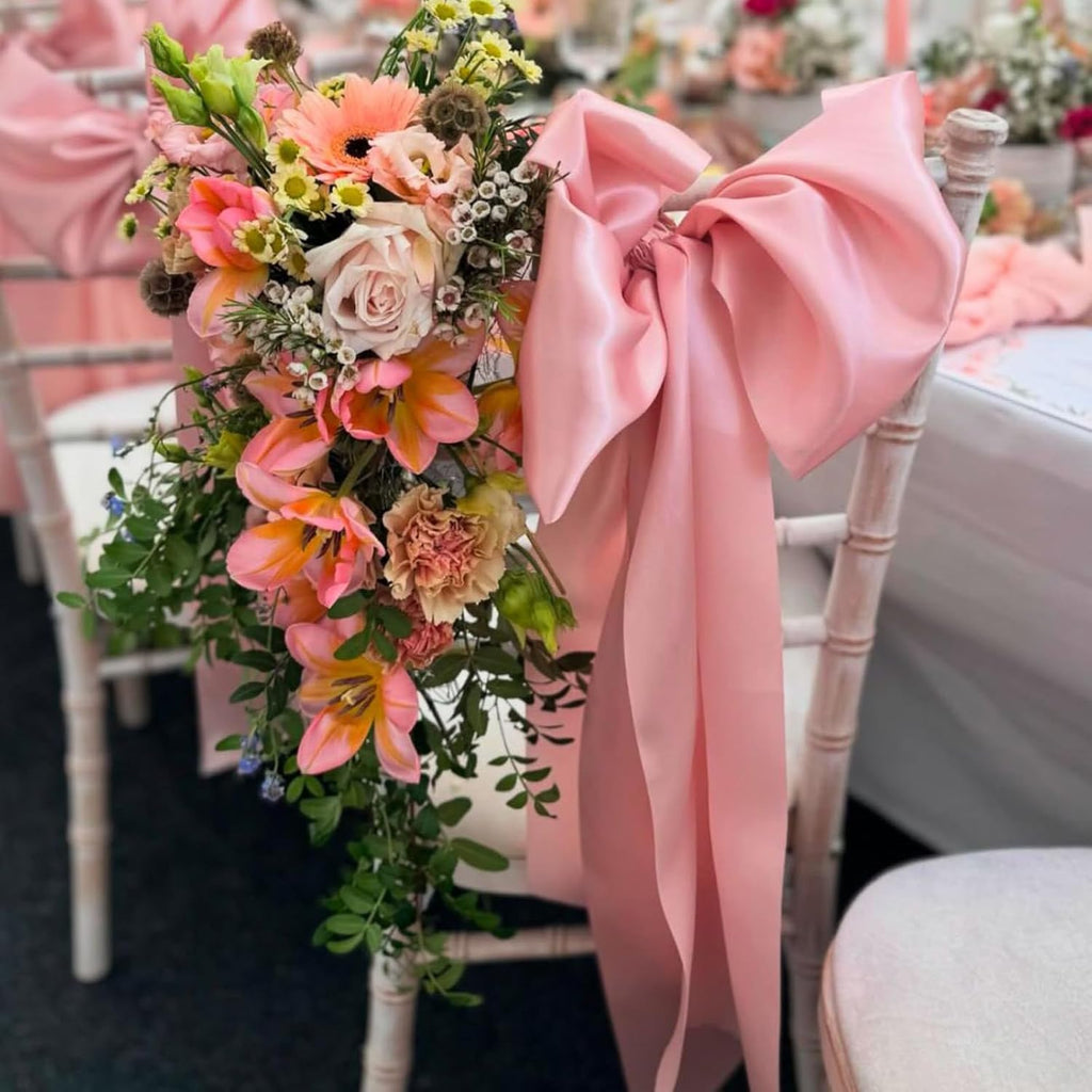Skiennix Large Pink Bow Party Decor - 18 x 33 Inches Giant Ribbon for Birthday & Bridal Showers