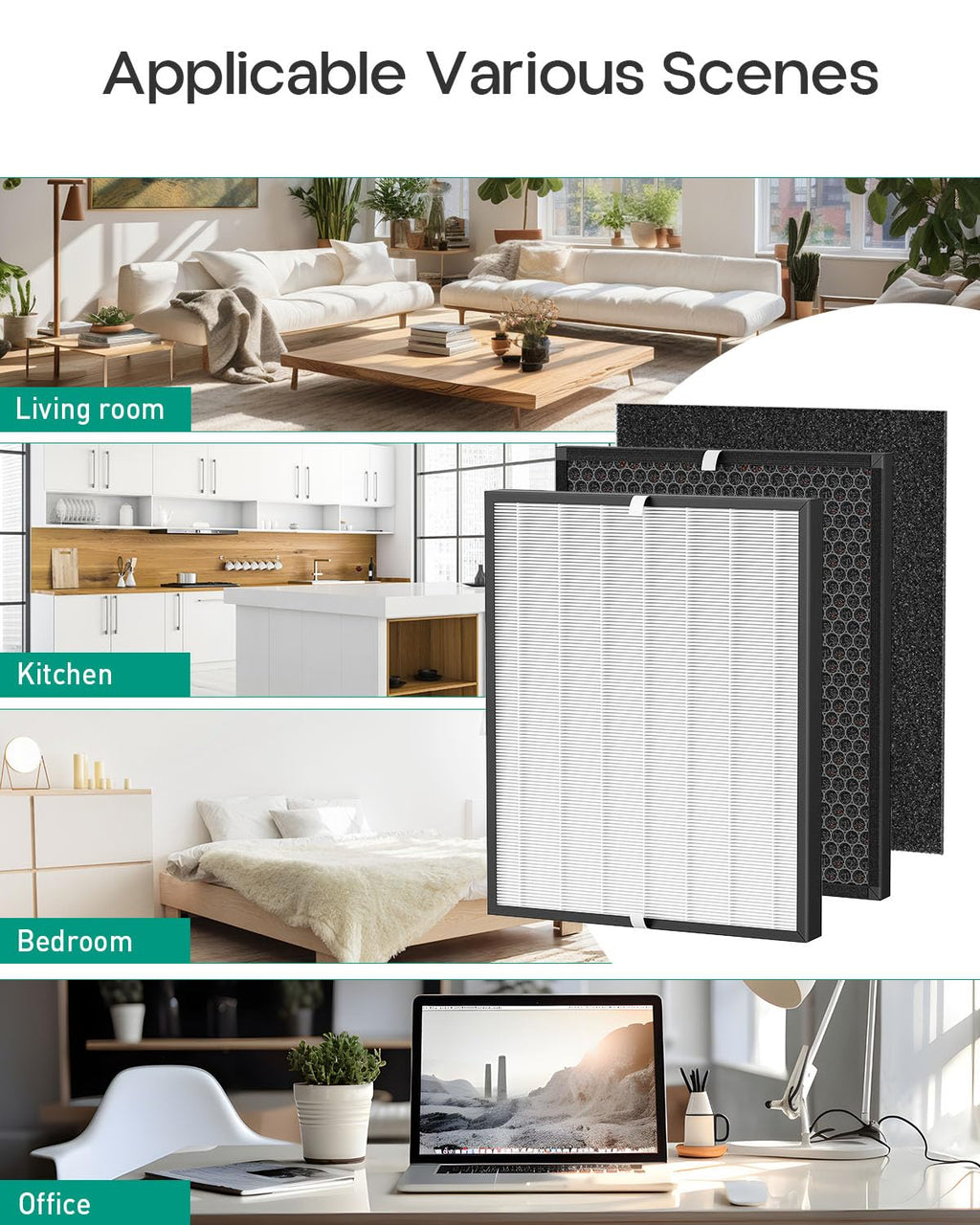 Elnuliros Replacement Filter Compatible with AD3000 AD3000M AD3000Pro Air Cleaner Puri-Fier, Not for AD3500 Version, Include 1 Premium Filter + 1 Carbon Filter + 4 Pre-Filters