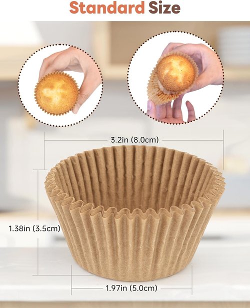Bake Choice Non-Stick Cupcake Liners - 200 Pcs Food-Grade Greaseproof Baking Wrappers
