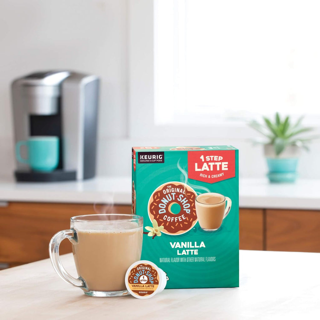 Original Donut Shop Vanilla Latte K-Cup Pods - Flavored Coffee, 20 Count, Perfect for Keurig