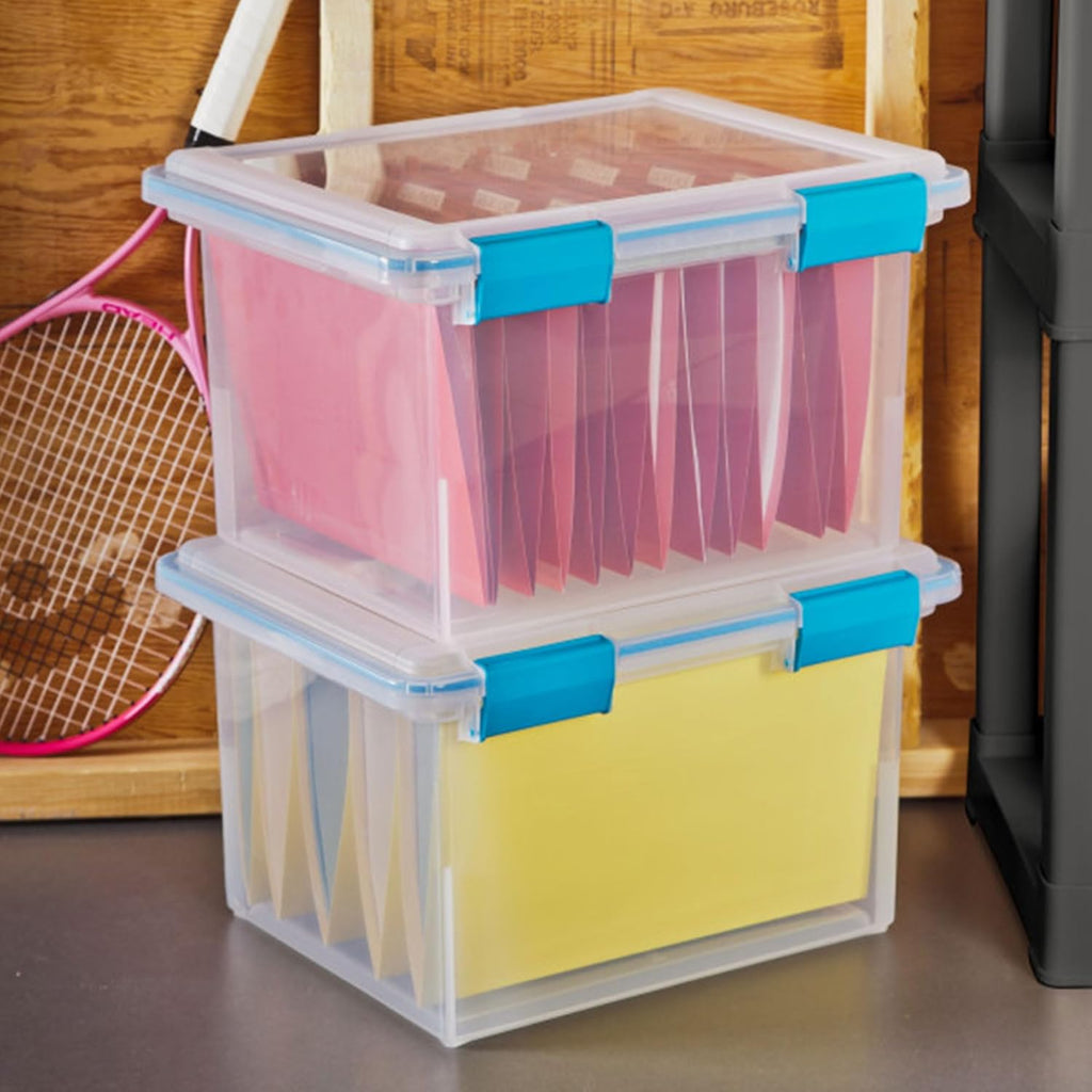 Sterilite 8-Pack Gasket Box | Weather-Resistant Storage Bins with Latching Lids - 32 Quart Heavy-Duty Organizers