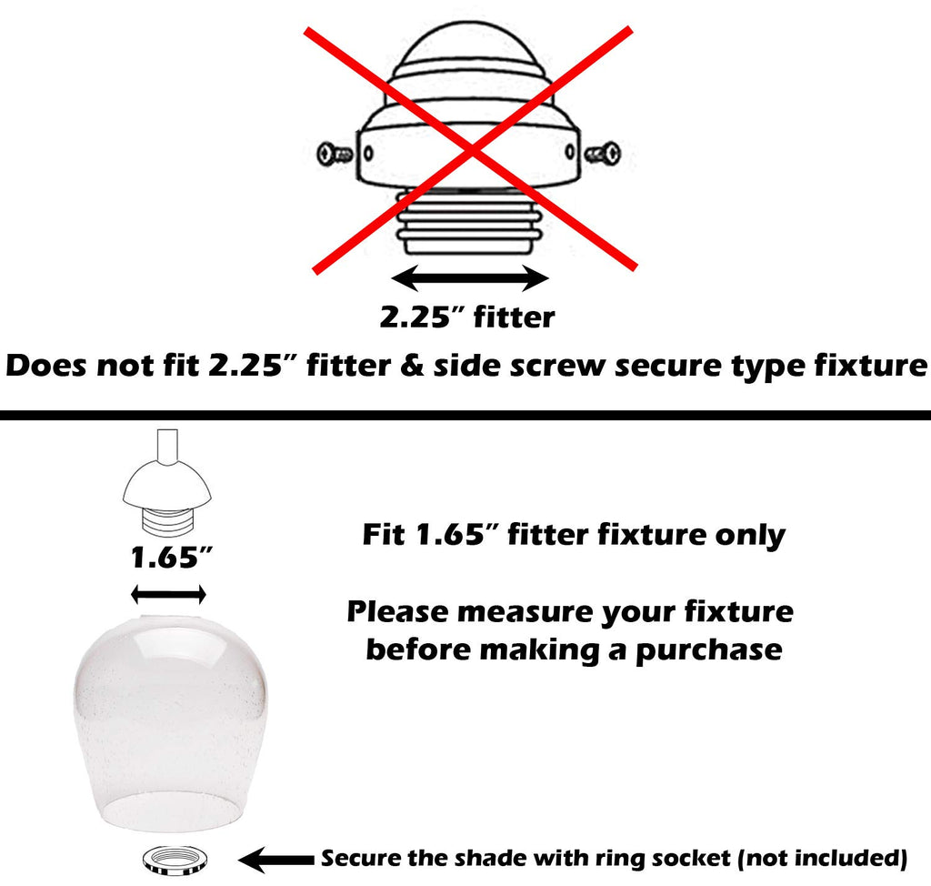 Seeded Bubble Glass Lamp Shade, LEDupdates 3 Pack Oversize Clear Globe Seeded bubble Finish for Light Fixture Glass replacement