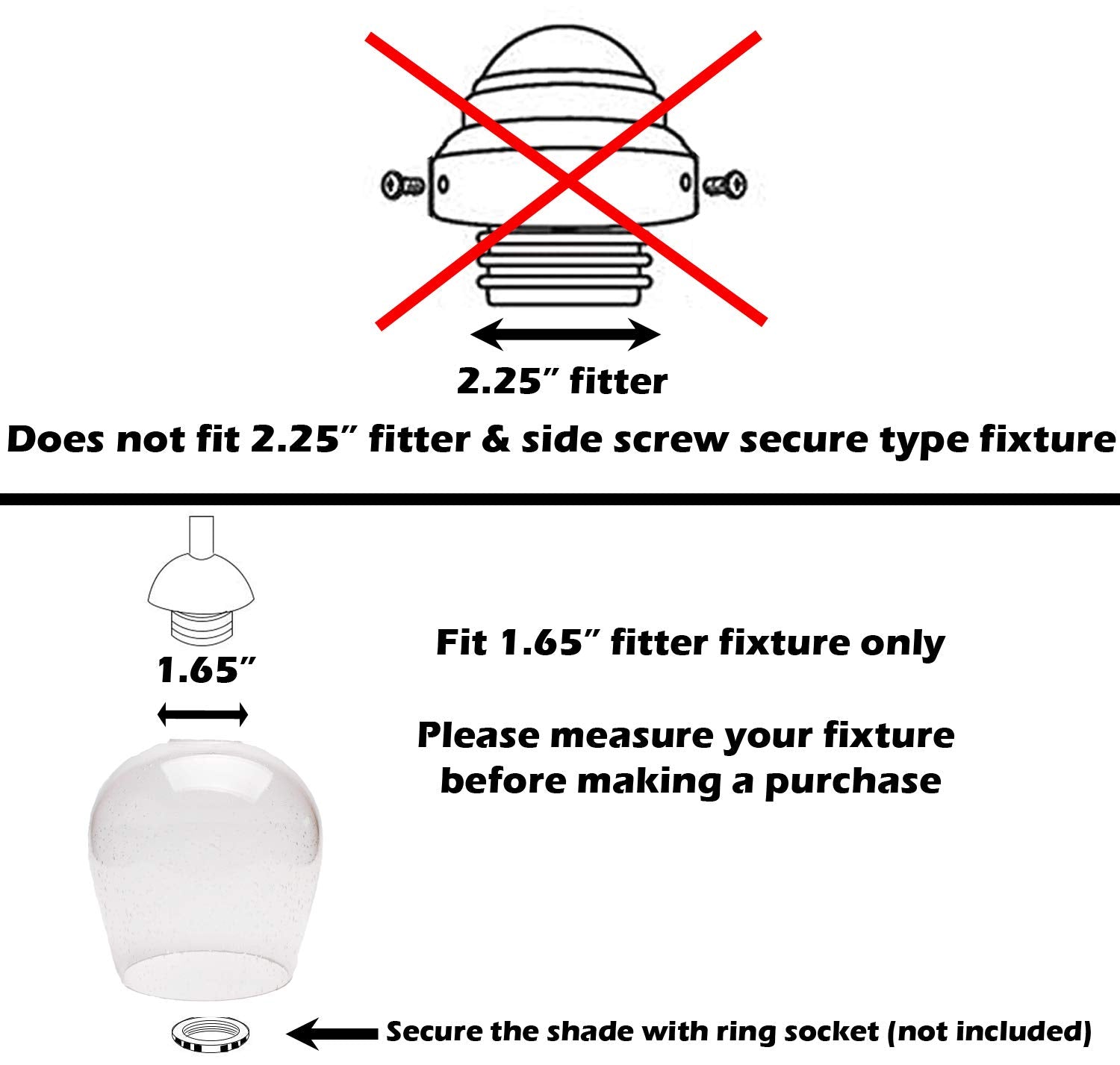 Seeded Bubble Glass Lamp Shade, LEDupdates 3 Pack Oversize Clear Globe Seeded bubble Finish for Light Fixture Glass replacement