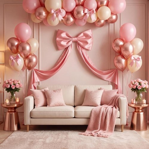 Crowye 13 Pcs Large Pink Bow Decor Set - Giant 71x20 Satin Ribbon Bow & 12 Small 6" Bows for Parties