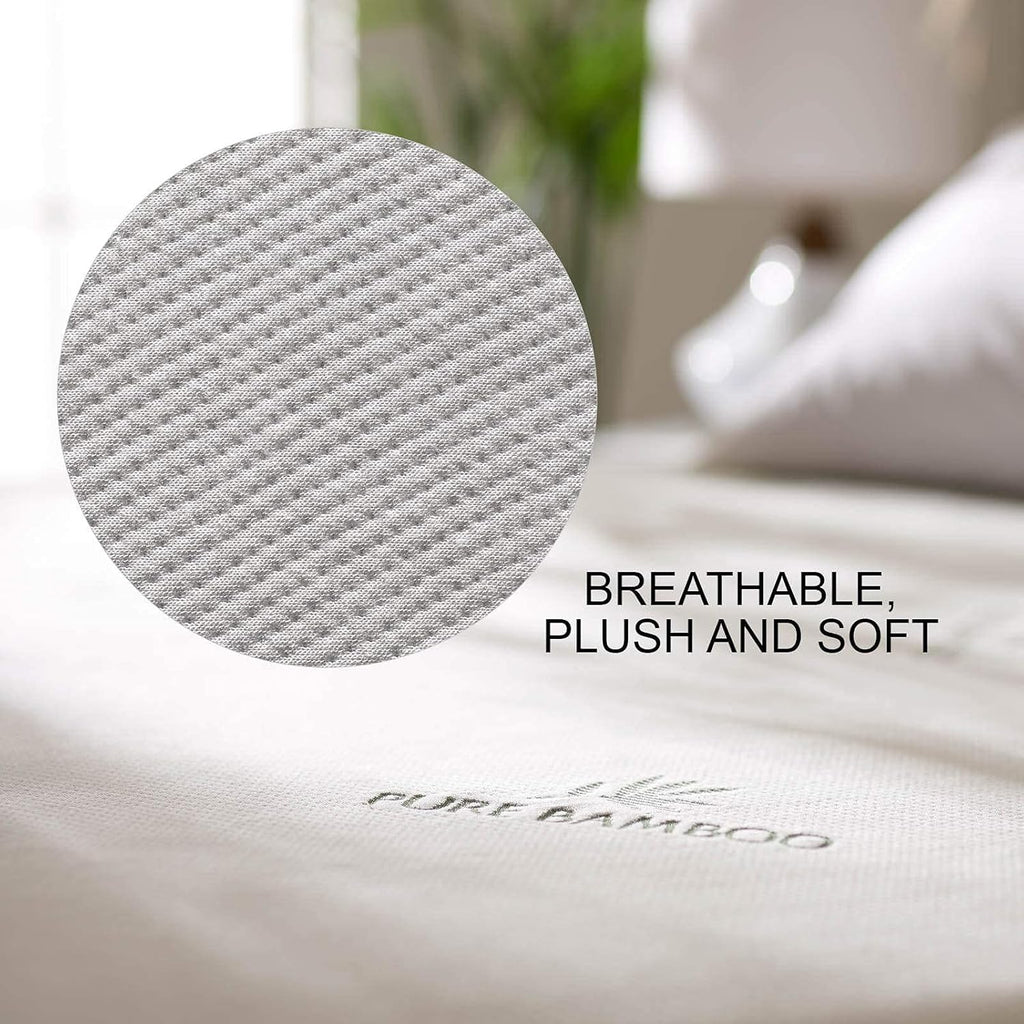 PURE BAMBOO Queen Mattress Protector - Waterproof & Breathable Viscose Cover, Noiseless & Stain-Resistant