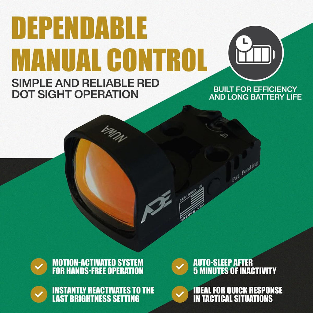 Ade Advanced Optics RD3-021 MOA NUWA Red Dot Sight-Compatible with Holosun 407K/507K Footprint- Works with Taurus GX4 Toro, TX22 Toro, Sig P365XL Spectre Comp, Canik Mete MC9 (Black Body)