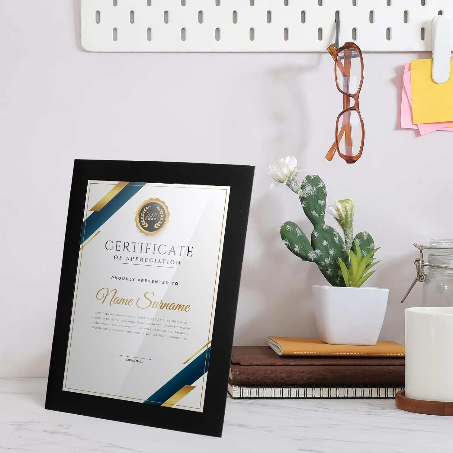 Tatuo 8.5 x 11 Picture Frames - Horizontal Document Holders for Awards & Certificates | Black, 25 Pcs