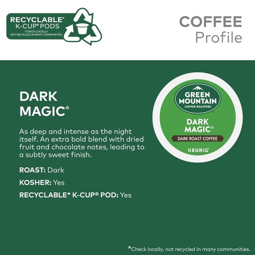 Green Mountain Coffee Roasters Dark Magic K-Cup Pods - Dark Roast Coffee, 72 Count for Rich Flavor