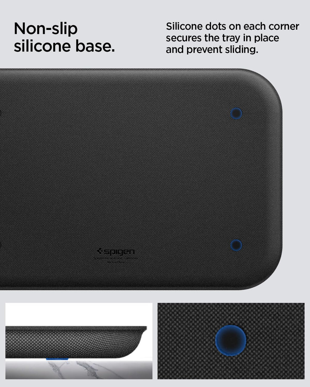 Spigen Modern Valet Tray Premium PU Storage Stylish Organizer Designed for Entryway Bedside Nightstand Desk for Key, Wallet, Watch, Phone, Jewelry, and Everyday Carry Accessories - Black (Catchall)