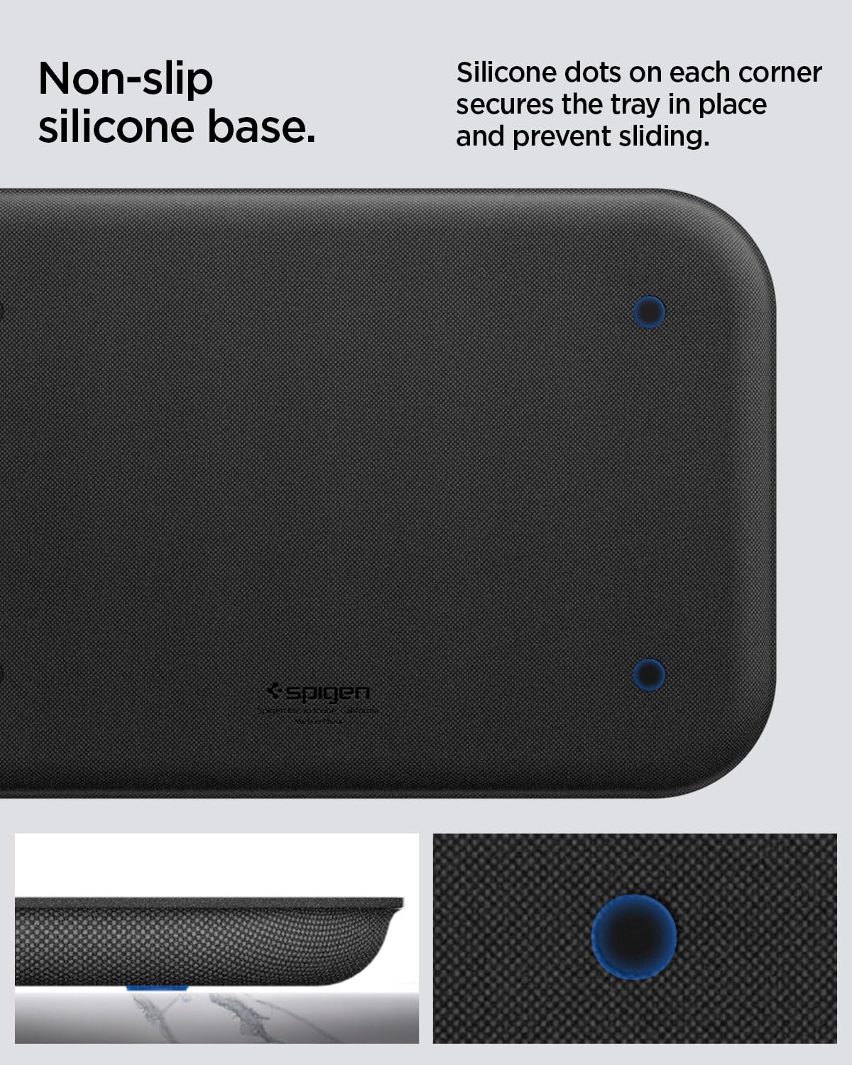 Spigen Modern Valet Tray Premium PU Storage Stylish Organizer Designed for Entryway Bedside Nightstand Desk for Key, Wallet, Watch, Phone, Jewelry, and Everyday Carry Accessories - Black (Catchall)